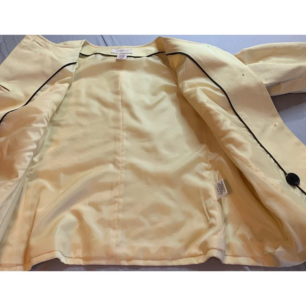 COVINGTON‎ Womens Pale Yellow Cropped Collarless Jacket Blazer XL EG - Picture 7 of 8